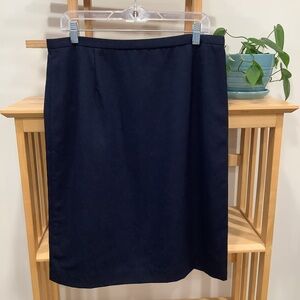 Vintage 90s PENDLETON 100% Virgin Wool Navy Blue Pencil Skirt Size 12 Petite
